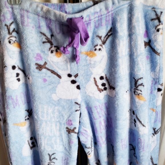 1 Disney Olaf fuzzy sleep drawstring tie pants XL - Picture 4 of 4